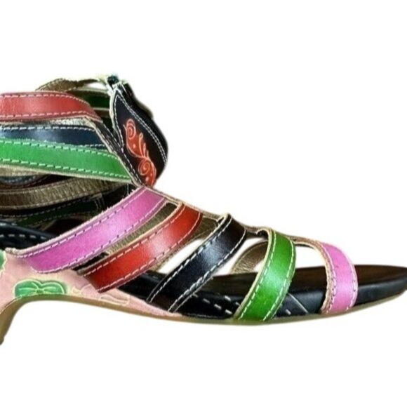 Elite by Corky St Marten Gladiator Casual Floral Zip Back Sandals size 7 - Picture 5 of 9